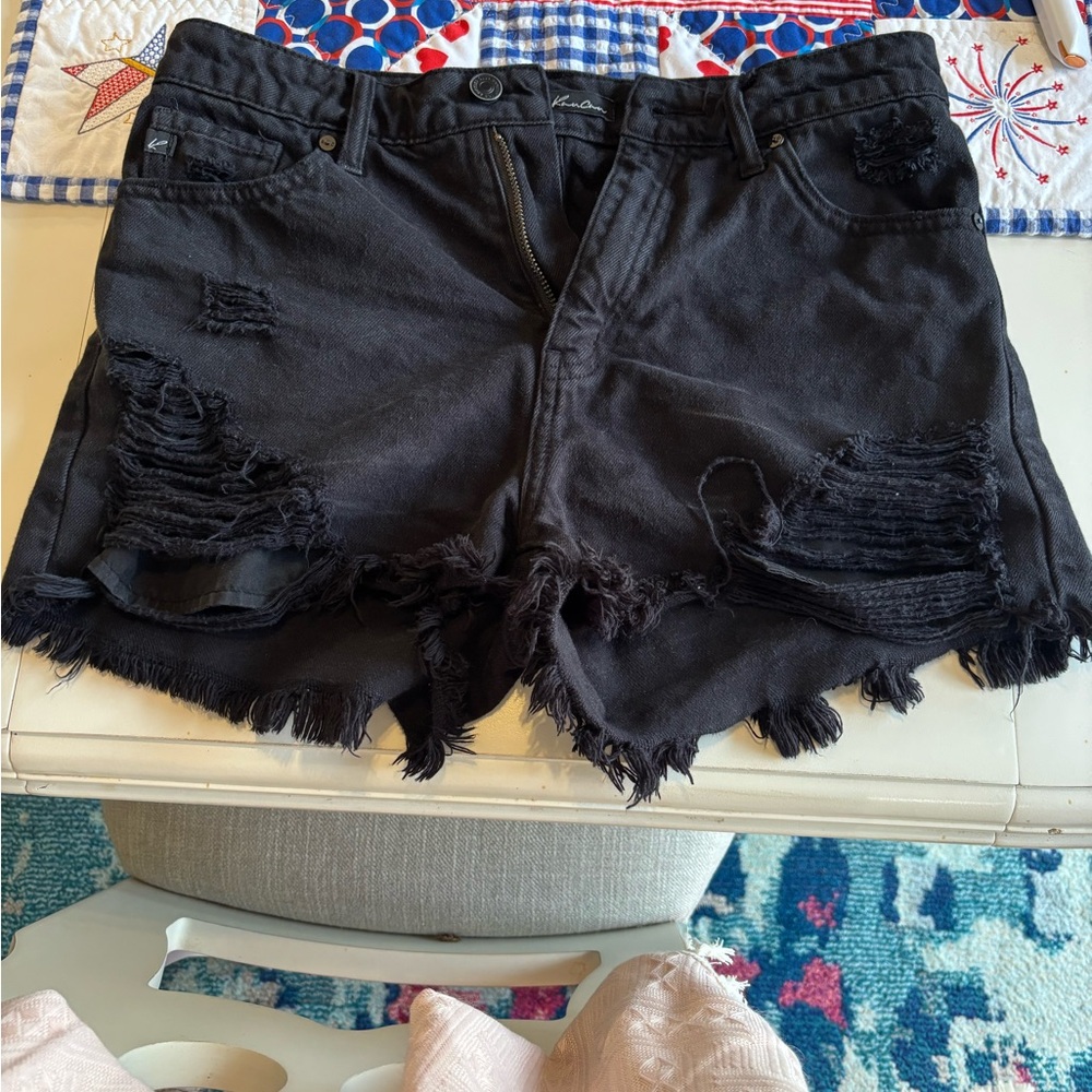 KanCan Black Distressed Jean Shorts